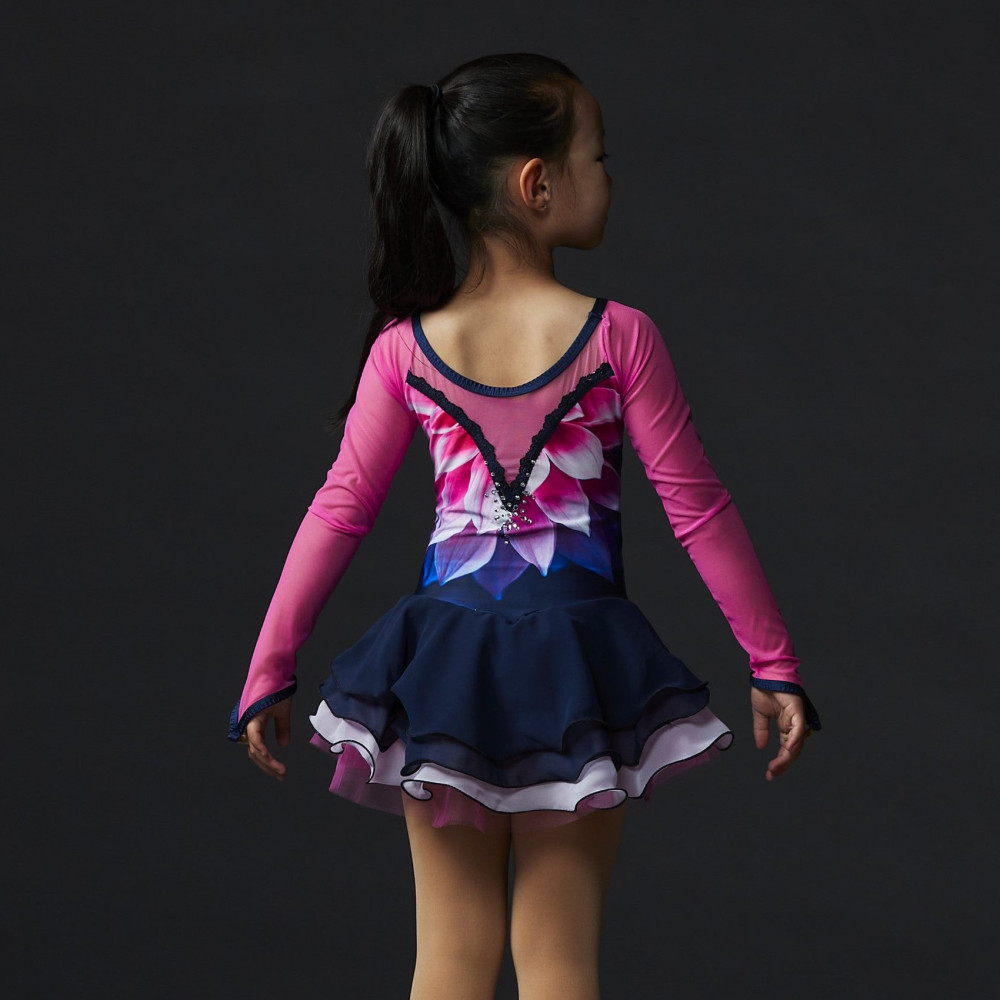 EliteXpression Figure Skating Dress „Flora Pink Beaded“